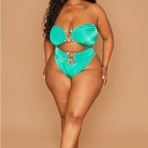 PrettyLittleThing Green Bikini